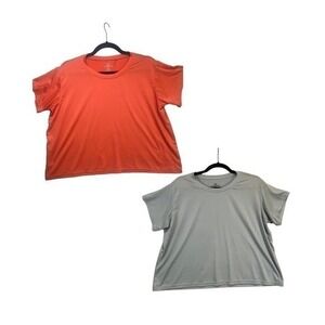 Realessentials Crop Athletic Tops Bundle Coral and Light Blue both XL